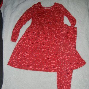 🎀Hanna Andersson Red Pink Bow dress & Leggings 130/140 Valentine's Day